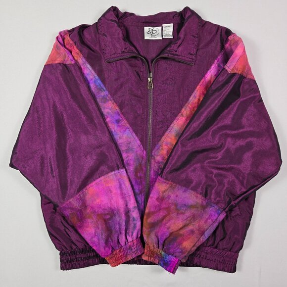 Vintage 80s Beyond Performance Tracksuit Purple Nylon Colorblock Petite L - Picture 7 of 16